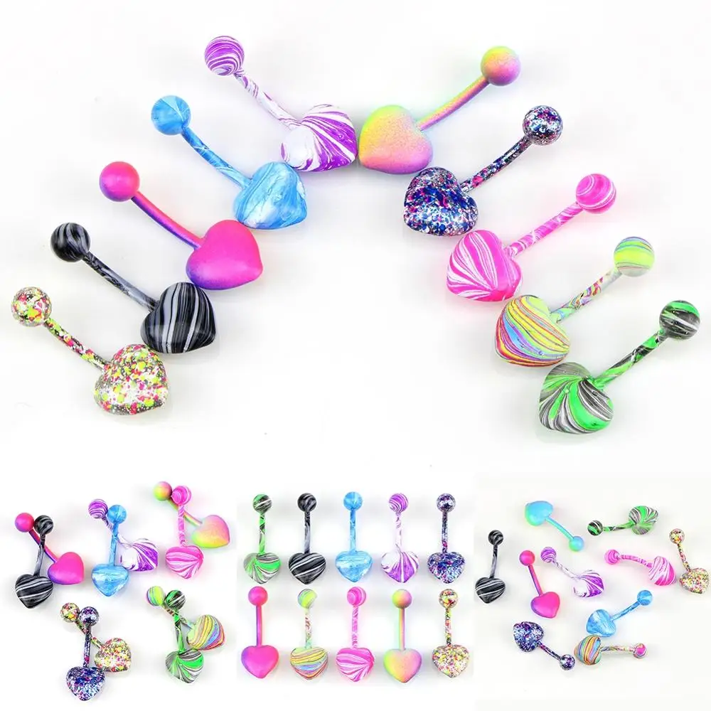 10 шт красочные сексуальные живота шпильки для пирсинга 8 мм сердце кнопка пупка
