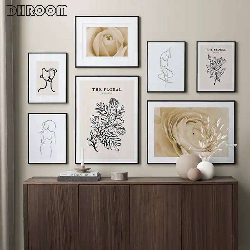 

Yellow Rose Flower Abstract Canvas Painting Soft Lines Body Art Poster Nordic Print Wall Decoration Picture Interior Decor