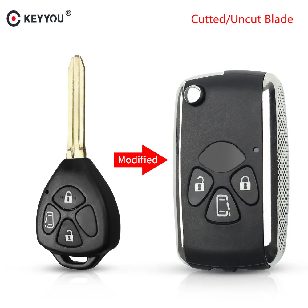 Раскладной чехол KEYYOU для автомобильного ключа пульта Toyota Camry Yaris Corolla RAV4 Hilux Vitz Crown