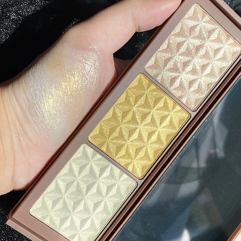 Блестящий хайлайтер 3 цвета палитра для макияжа блестящая текстура блеск