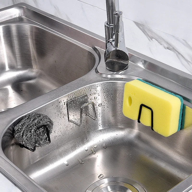 

Sink Sponges Drain Drying Racks Stainless Steel Washing Sponges Holder Hooks Self Adhesive Organizer Kitchen Sink Accessories