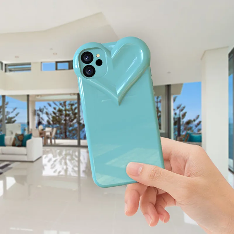 

Lady Mobile Phone Case Candy Color Big Love Shell Waterproof Protective Cover For iphone 12 Promax Mobile Phone Protective Cover