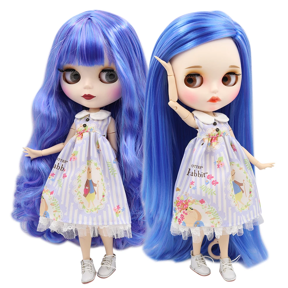 Ледяная кукла DBS Blyth 1/6 bjd фиолетовая микс синяя насадка для волос матовое лицо 30 см