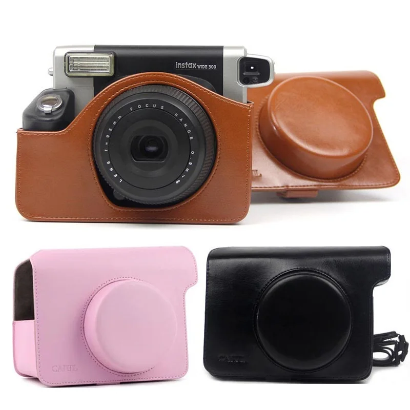 

Чехол Instax Wide 300 для мгновенной камеры, качественная сумка из искусственной кожи для переноски, 5 цветов-розовый, коричневый и черный