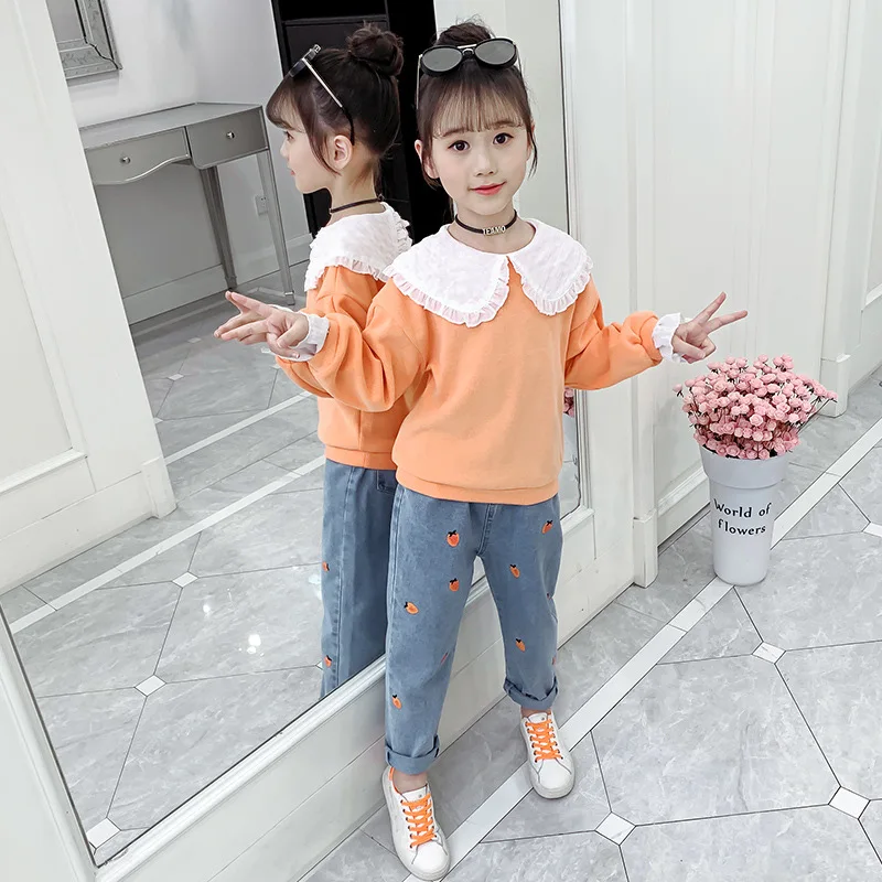 

Girls Suit Sweatshirts +Pants 2Pcs/Sets 2021 Retro Spring Autumn Teenager Kid School Outdoor Clothes Kids Children Clothing