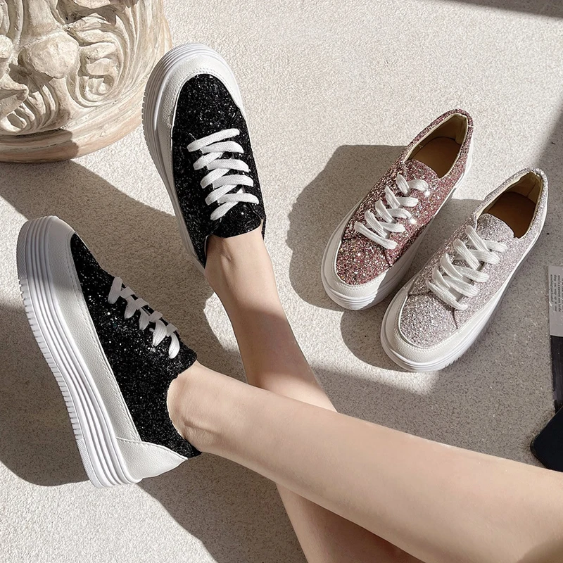 

Women All-Match Round Toe Increas Height Summer Shoes Ladies Casual Female Sneakers Clogs Platform Flats Cross 2021 Creepers New