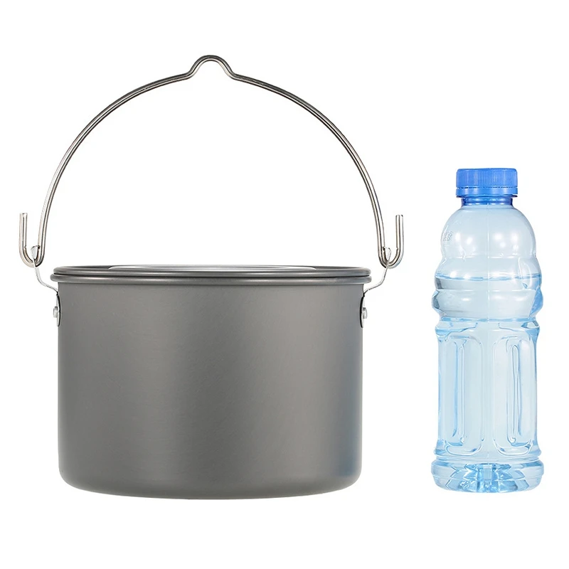 

Outdoor Tableware Big Capacity Aluminum Alloy Camping Hanging Cookware Cookware Pot Cooking Picnic for Campfire