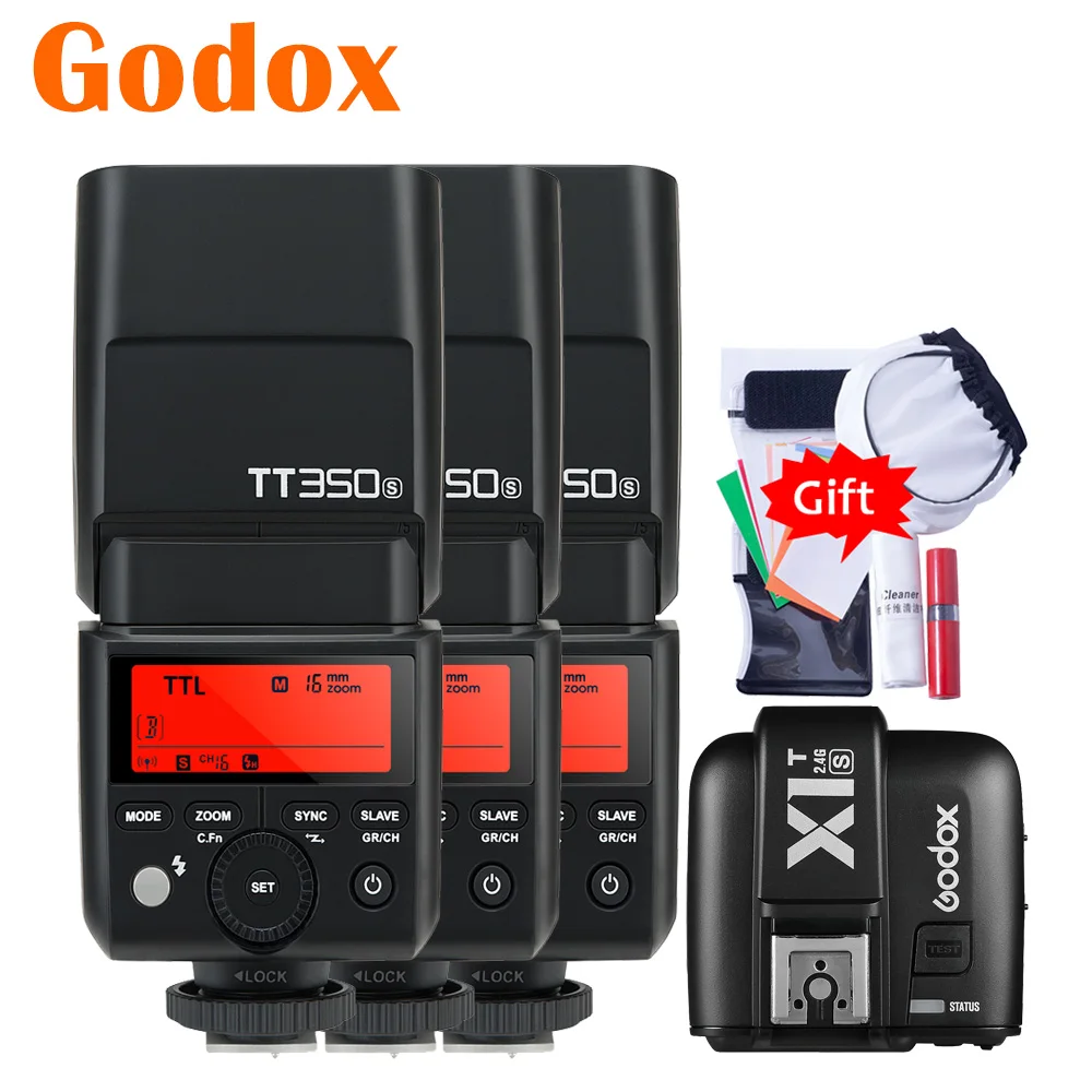 3x Godox TT350S TT350-S 2.4G HSS GN36 Camera Flash Speedlight X1T-S Transmitter For Sony A7II A7III A7RIII A6300 A7 A9 A7R A99 |