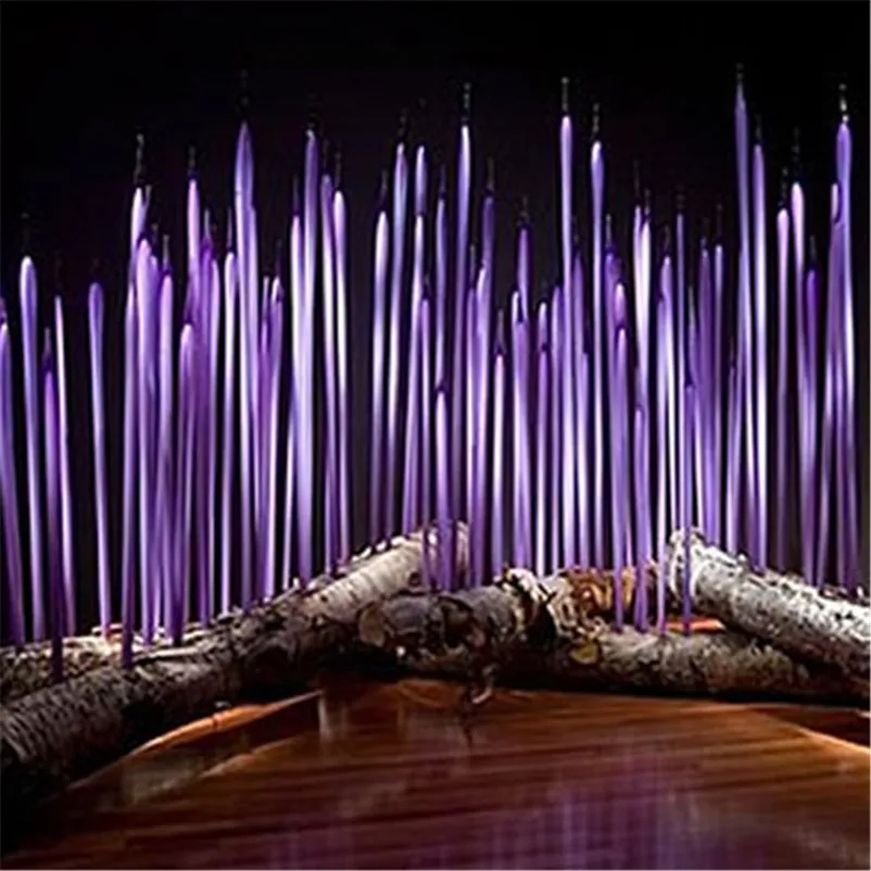 

Custom Hand Blown Glass Reed Floor Lamp Violet Murano Standing Sculpture for Party Garden Art Decoration 24 to 48 Inhces