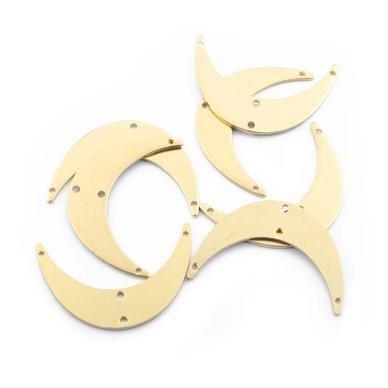 20 шт Необработанные латунные 4 отверстия полумесяц Подвески Разъем для DIY серьги