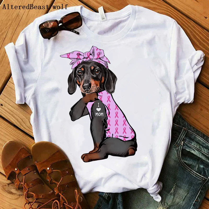 

Summer Dachshund I Love Mom T-shirt Women Dog Harajuku Mama T Shirt Female Hip Hop 2021 short sleeve Tshirt Clothes