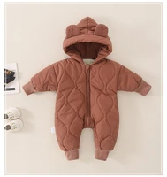 2021 high quality winter baby clothes infant toddler cotton romper boys girls bear hooded onesies kids children warm outerwear