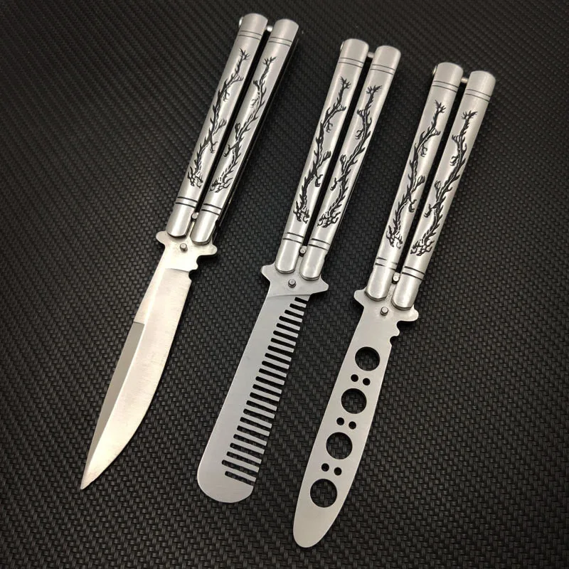 Прямая поставка складной нож бабочка с отверстиями для расчески тренировочный