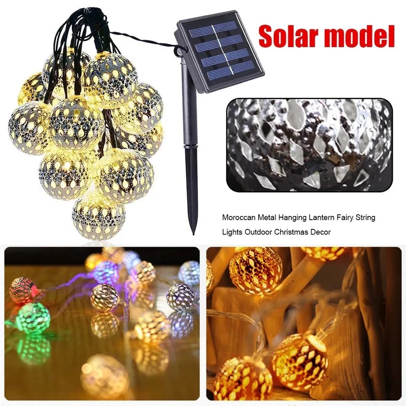 Садовая гирлянда с металлическими шариками на солнечной батарее 1 5/3 м | Освещение