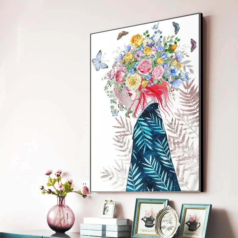 

Abstract Flower Fairy Posters and Prints Nordic Canvas Painting HD Wall Art Pictures for Living Room Girls Room Home Decor Girls