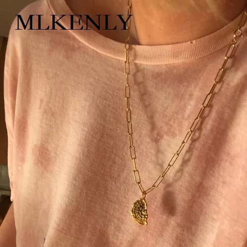 MLKENLY ожерелье из стерлингового серебра 925 пробы, ожерелье с нестандартными цепочками, длинное красное ожерелье с сеткой, корейские орнаменты