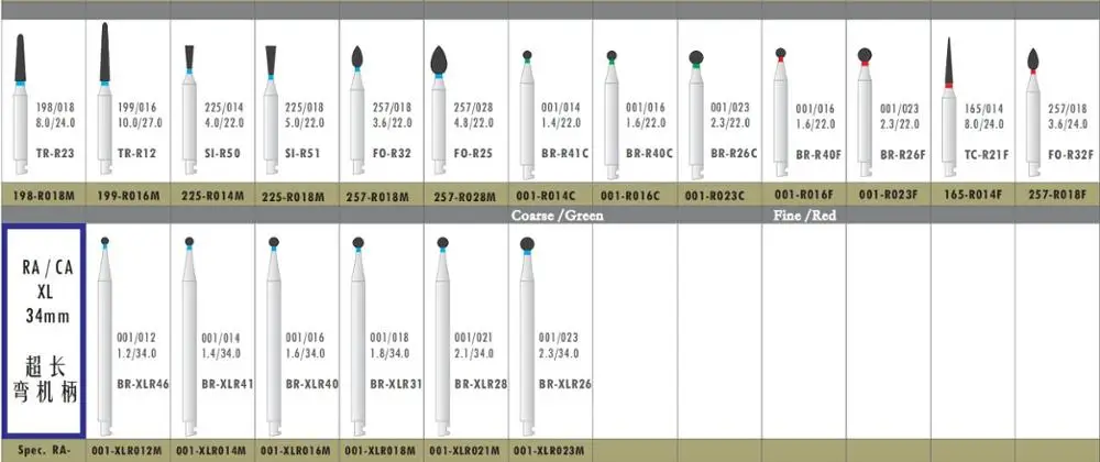 RZ3S Стоматологические алмазные боры RA хвостовик стоматологические низкоскоростные боры стоматологический инструмент 20 шт./партия, мяч, клубника, цилиндрический и т. Д