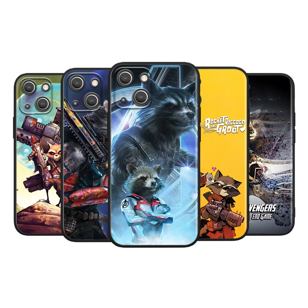 

Marvel Rocket Raccoon Avengers For Apple iPhone 13 12 Pro Max Mini 11 Pro XS Max X XR 6 7 8 Plus 5S SE2020 Black Phone Case