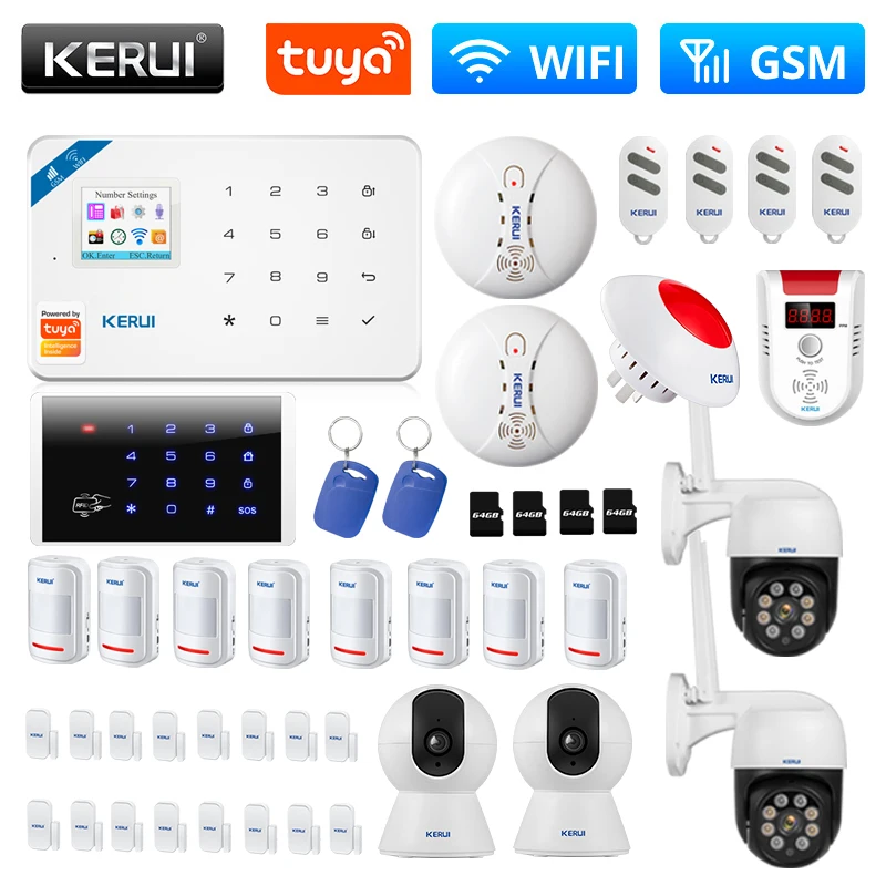 KERUI W181 сигнализация для дома WIFI GSM Tuya умный дом поддержка Alexa датчик движения
