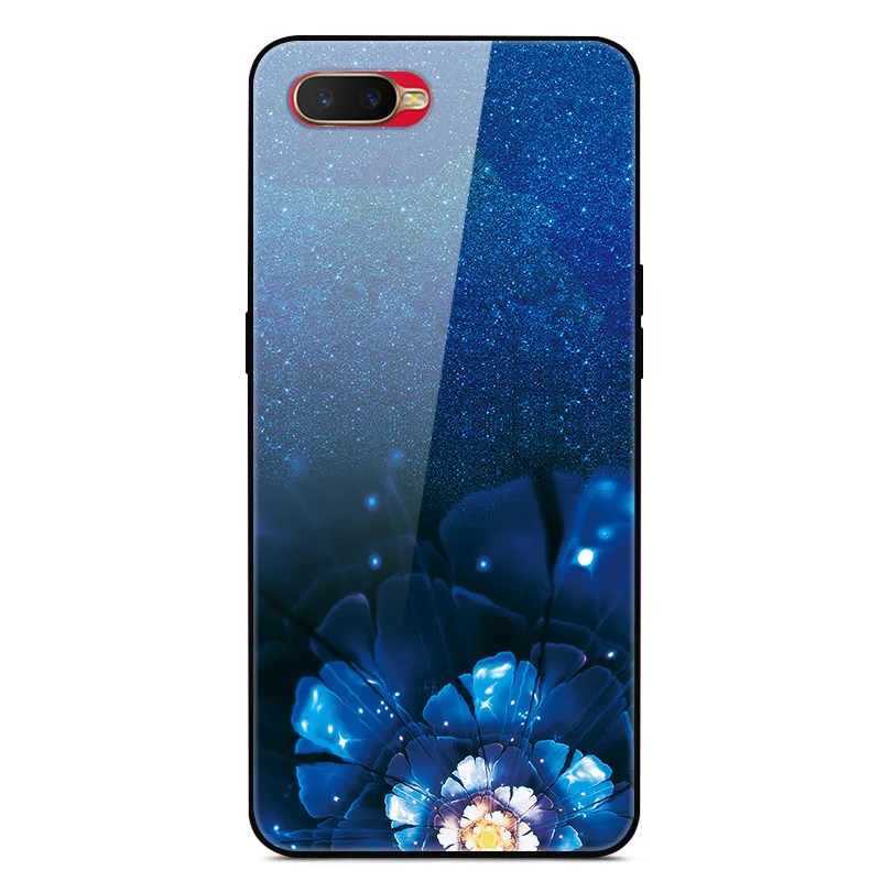 Чехол из закаленного стекла для OPPO RX17 Neo чехол силиконовый бампер жесткая стеклянная задняя крышка для OPPO RX17 Neo RX 17 Neo A1K AX7 Capas - Цвет: Озерный синий