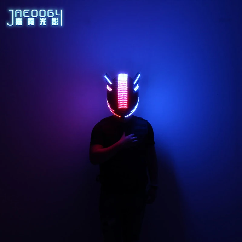 Светодиодный Светящийся Шлем для сцены ночной атмосферы маска RGB подходит
