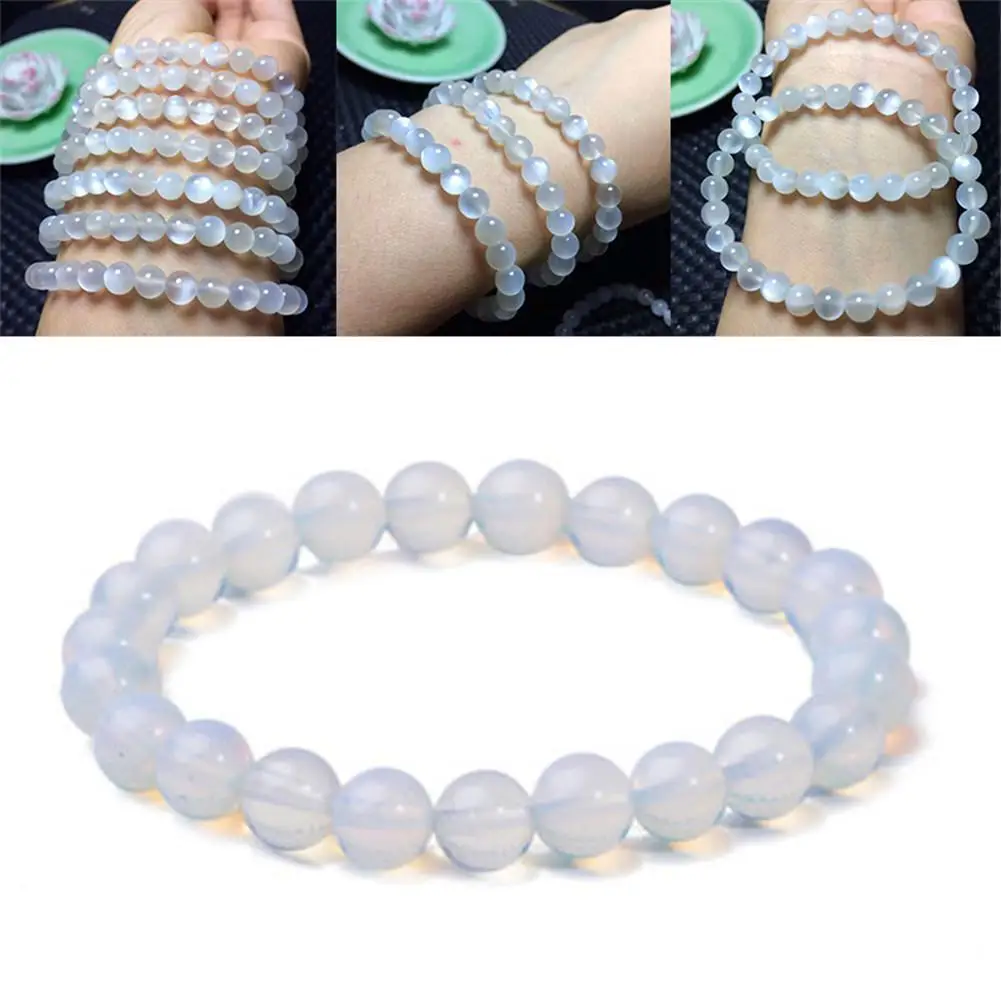 

8mm Korean Natural White Moonlight Bracelet Moonstone Bracelets & Bangles Female Charm Natural Crystal Bracelet Jewelry Women