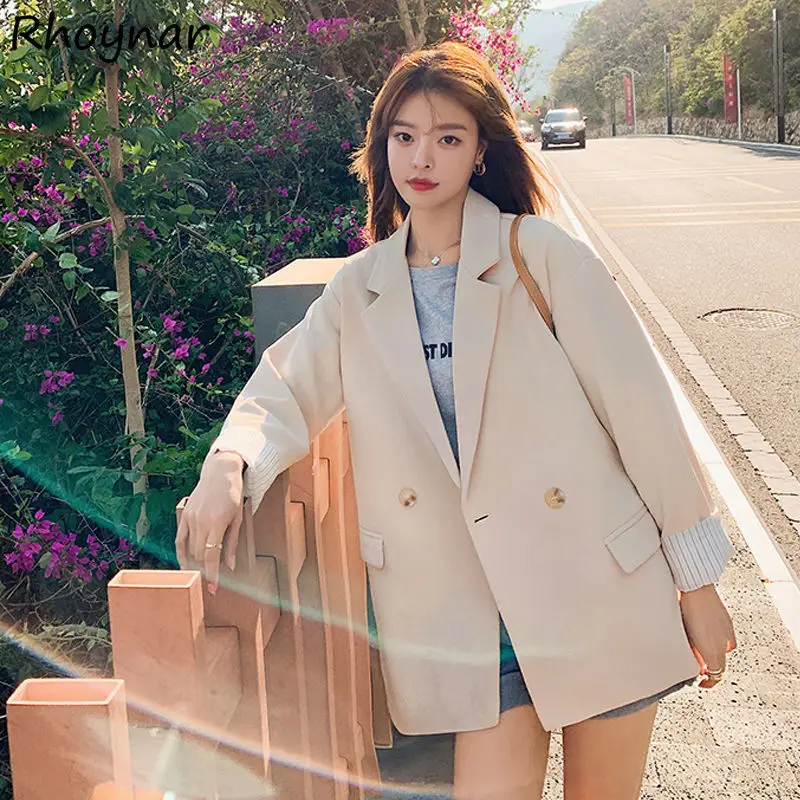 

Blazers Women Spring New Elegant Fashion Single Button Leisure Loose Solid British Style All-match Simple Tender Retro Daily Fit