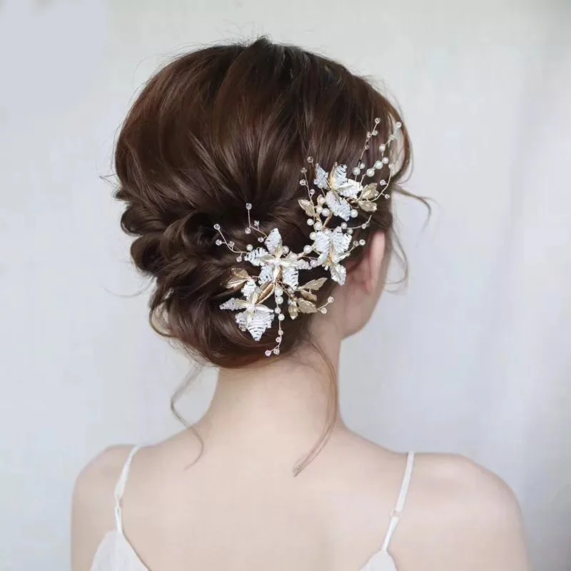 

Flower Duckbill Clip Faux Pearl Hairpin Exquisite Vintage Side Clip Wedding Headdress Hair Accessories for Girls LL@17