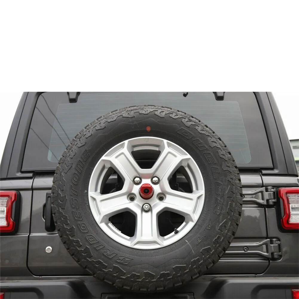 

1pc Car Spare Tire Rear Camera Decorative Cover Red Decoration Accessories For Jeep JL Wrangler 2018 2019