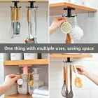Кухонные крючки с поворотом на 360 градусов, Новые самоклеящиеся крючки с 6 крючками, домашний настенный крючок для двери, для сумок, одежды, галстуков, вешалка для сумок, подвесная стойка