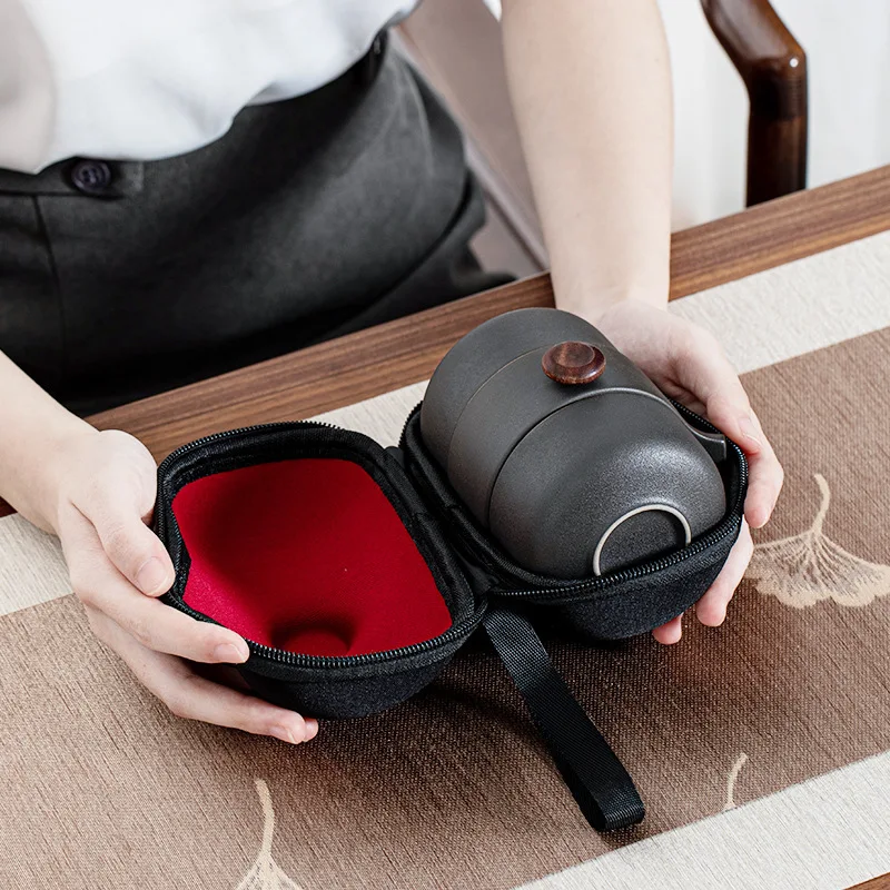 Новый китайский портативный чайный сервиз керамический 1 горшок 2 чашки дорожный