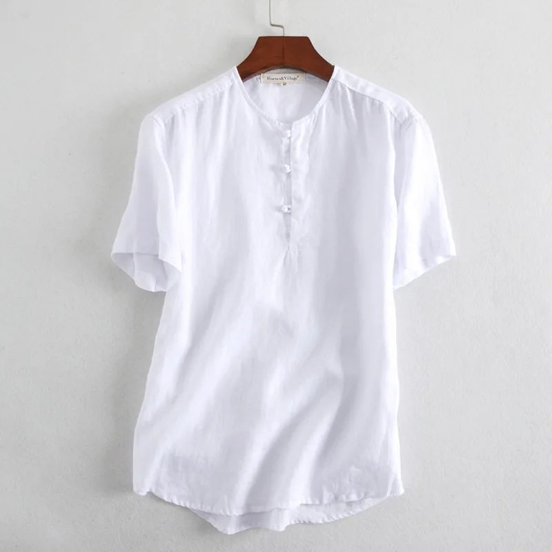 Роскошная мужская рубашка из чистого льна рубашки с коротким рукавом летняя