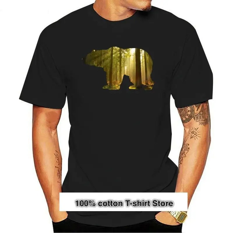 

Camiseta con silueta de oso del bosque para hombre y mujer, camisa de animales, Nature 679