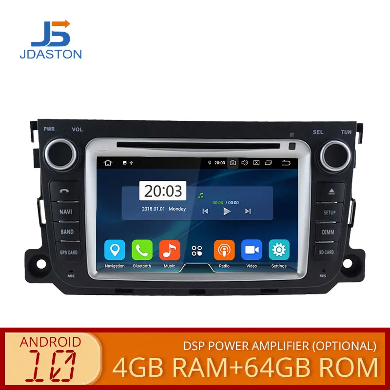 Автомобильный DVD плеер JDASTON Android 10 для Mercedes Benz Smart 2012 2013 2014 4 Гб + 64 ГБ 2 Din