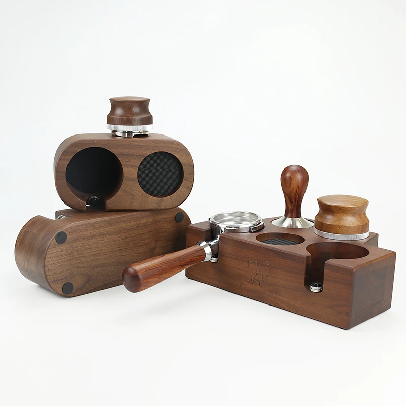 Soporte de filtro de caf&eacute; de 51mm/53mm/58mm, soporte de apisonamiento, estera distribuidor de Espresso de madera de haya, estante Base para accesorios de Barista-1