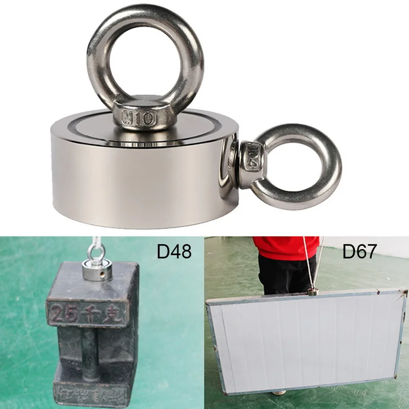 D48/D67/D75 двойная сторона супер сильный спасательный магнит горшок с Eyebolt для