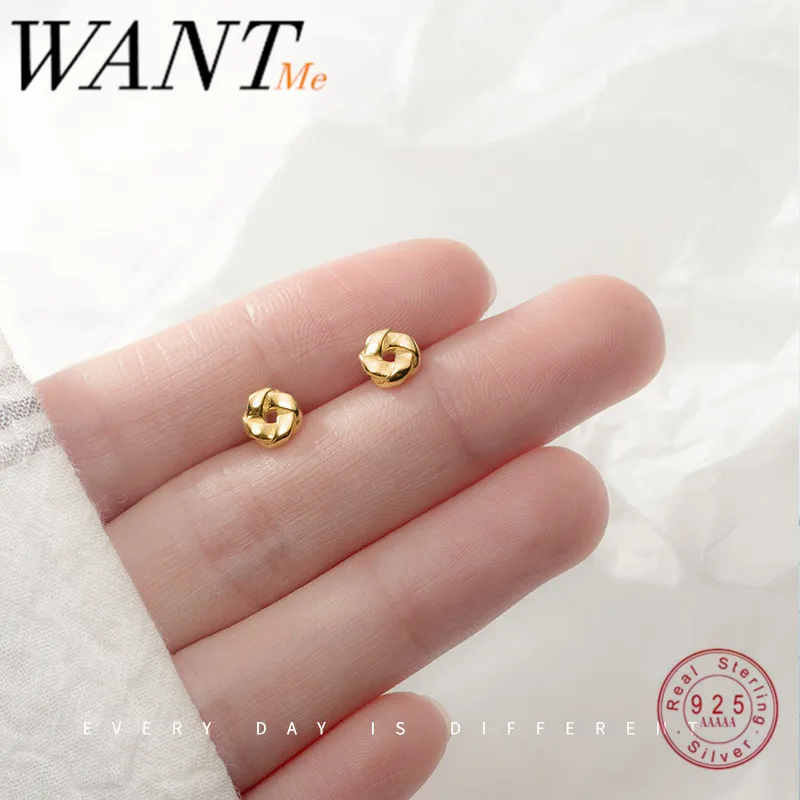 Женские круглые серьги гвоздики WANTME корейские миниатюрные из 100% стерлингового