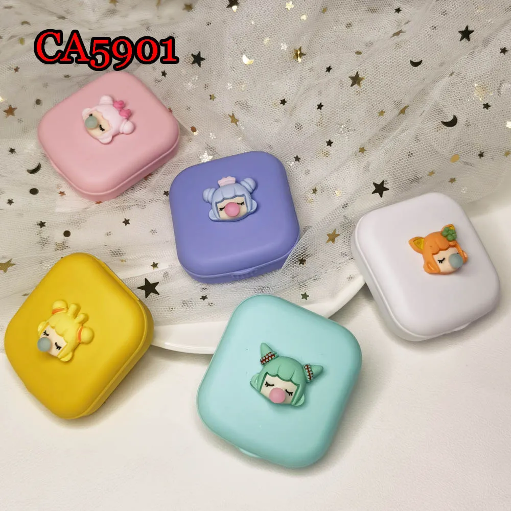 

Sleeping Girl Lovely Travel Kit Pocket Mini Contact Lens Case Travel Kit Easy Carry Mirror Lenses Box Container CA5901