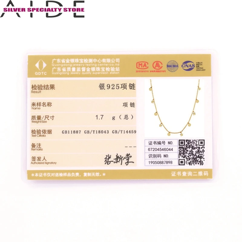 

AIDE Stars & Round 925 Sterling Silver Necklace For Women 2020 Jewelry Initial Gold Chain Choker Necklace Collares Bijoux Collar