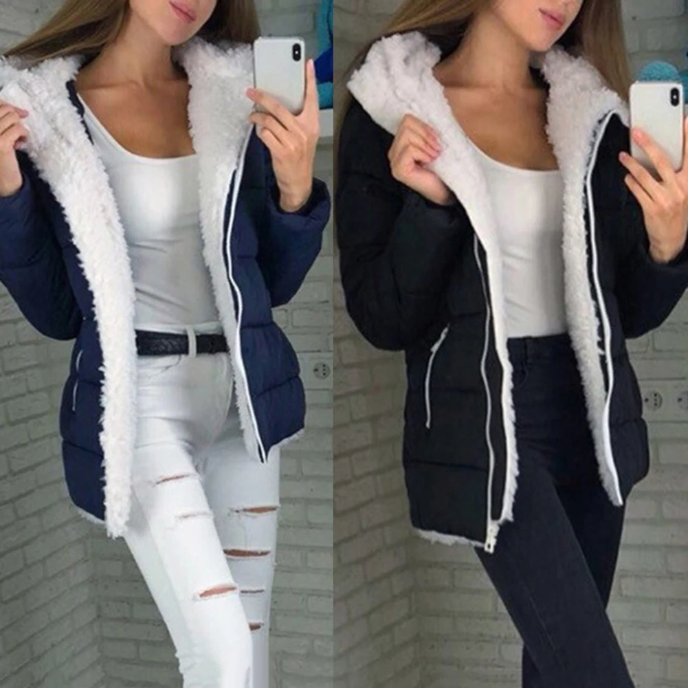 Куртка женская осенне-зимняя хлопковая на молнии с капюшоном | Женская одежда