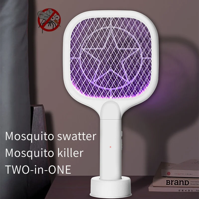 

Two-in-one Electric Mosquito Swatter Mosquito Killer Lamp Small Portable Physical Killing Mosquito Cute Trap Flies Insect Lamp