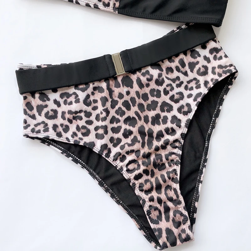 Bikinx, купальник с высокой талией, женский купальник, Леопардовый, сексуальный купальник, женский, с ремешком, с пряжкой, бикини,, mujer, купальный костюм с пуш-ап, летний