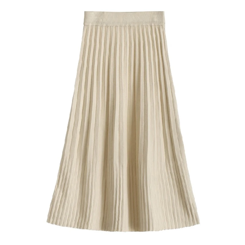 Женская трикотажная плиссированная юбка трапециевидная с высокой талией