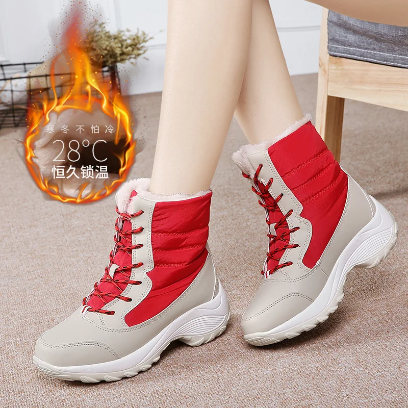 

Women Boots Waterproof Winter Shoes Women Snow Boots Platform Keep Warm Ankle Winter Boots With Thick Fur Heels Botas Mujer