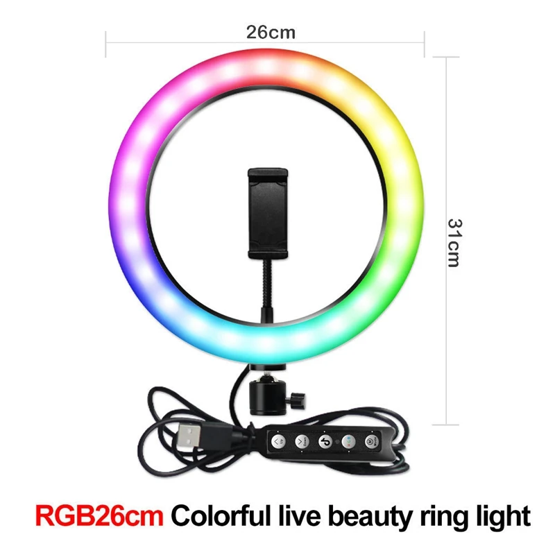 

AM05-Music RGB 10Inch Ring Light with Tripod and Bluetooth Control Remote for Vlogging YouTube Video Patty Live Streaming