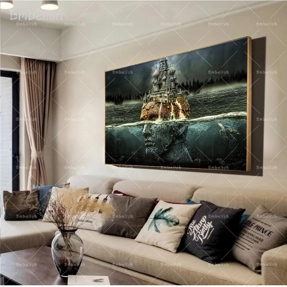 

1 Pieces Creative Abstract Man In Water Home Decor Posters For Living Room Wall Art Pictures HD Spray On Canvas Oil Paintings