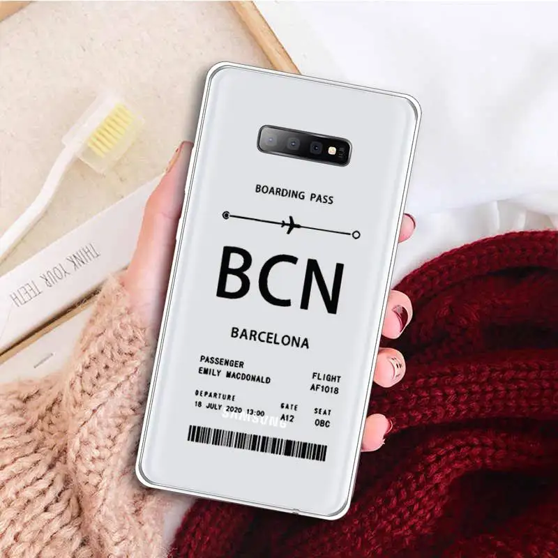 

Plane Ticket ART Coque Phone Case Transparent For Samsung Galaxy A 71 21s S note 8 9 10 plus 20 ultra custom protective funda