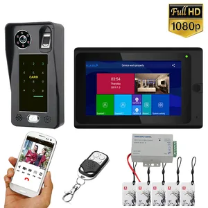 7 inch wifi wireless fingerprint ic card video door phone doorbell intercom system with wired ahd 1080p door access control s free global shipping