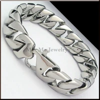 316l stainless steel mens bracelet jewelry 15mm curb cuban link chain biker bracelets bangle 22cm