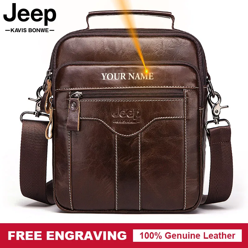 

High Quality Engraving Men Shoulder Bag Brand Men Handbags Leather Male Business Bags for Man Messenger Bag Zipper Solid New